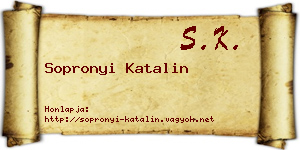 Sopronyi Katalin névjegykártya